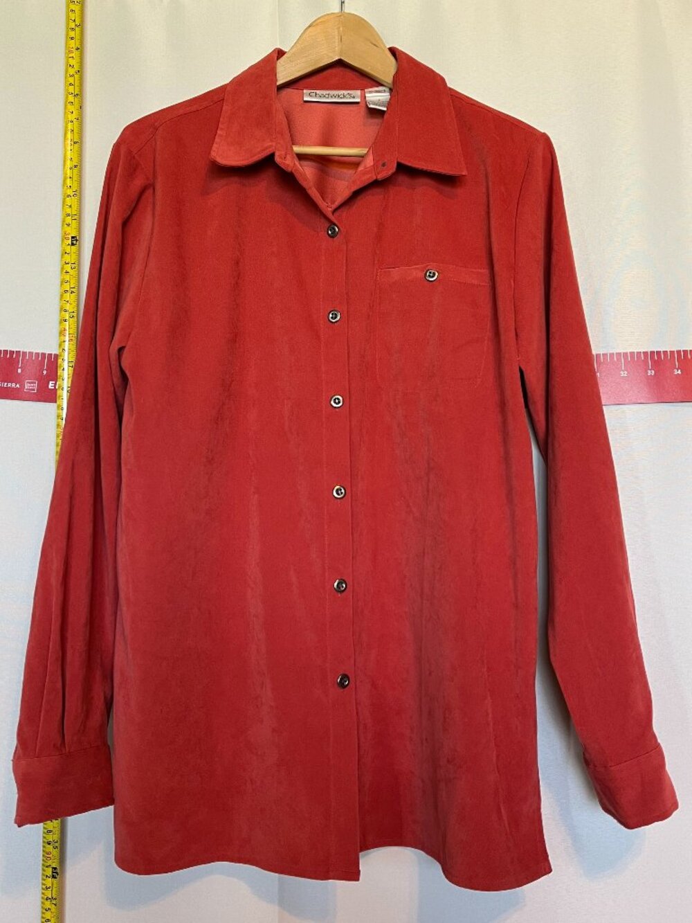 Chadwicks Oversized Faux Suede Button Down Shirt in Coral size 12